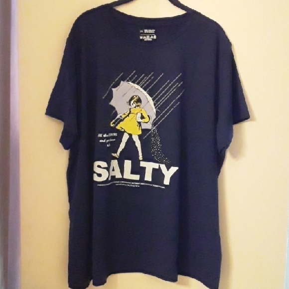 None Tops - NWOT Navy Blue Graphic Tee with Salty Design